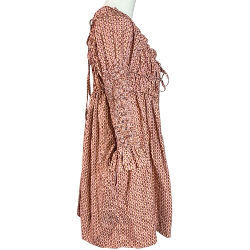 Free People Retro 70s Babydoll Star Dip Mini Dress in Red Combo Size Medium - Picture 7 of 12
